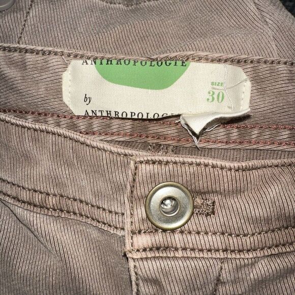 By Anthropologie Ona Skinny Leg Utility  Cropped Ankle Buttons Pants Size 30 Tan - Picture 5 of 6